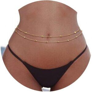 ✨ Fibo Steel Waist Chain Women Gold 18K Stainless Bikini Belly Layered Chain
